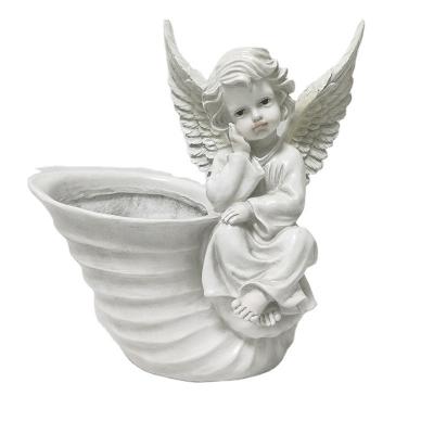 China Europe Angel Design Resin Flower Pot for Outdoor Planter for sale