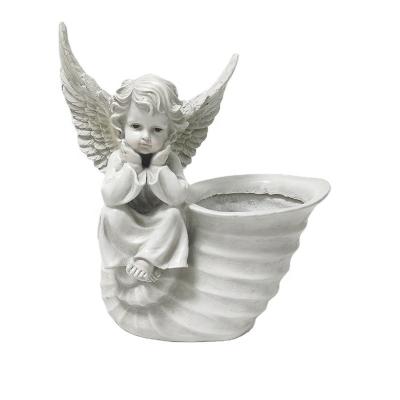 China Small White Resin Angel Succulents Planter Flower Pot from Europe for sale