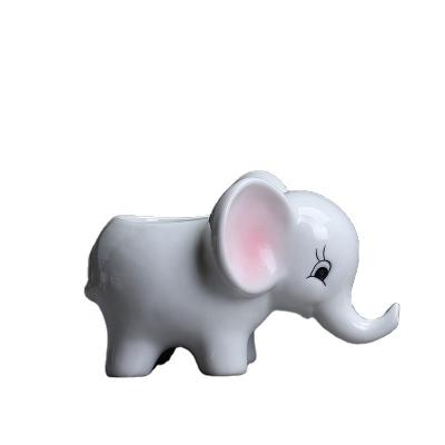 China Best Selling Simple Modern Style Plants European Ceramic Animal Elephant Succulent Pot for sale