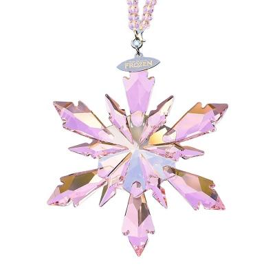 China fresh & modern & feeling & artificial & cartoon & cute & Beautiful Pure and Fresh Pink Crystal Glass Snow Flower Christmas Snowflake Decoration for Car Pendants for sale