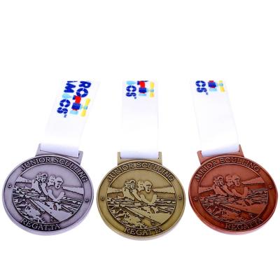 China Europe Wholesale Custom Design Your Own White Gold 3d Zinc Alloy Running Marathon Sports Medal for sale