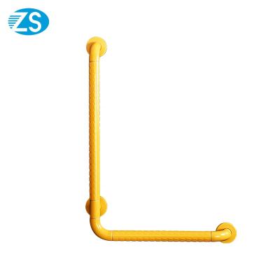 China Wall Hamper Free White Yellow L Shaped Railing Bathroom Handrail Strong Bearing Nylon Toilet Grab Bar for sale