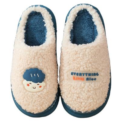 China New Warm Velvet Style Women's Fashion Trend Men's Slippers Wear-Resistance Lovers Cotton Lambswool Slippers for sale