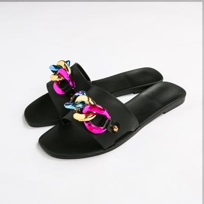 China Hot News Fashion Trend Rainbow Jelly Chain Women's Non-slip Slipper Jelly Sandals Damping for sale