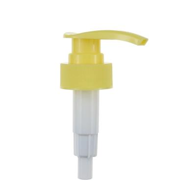 China 33/410 Yellow Large Dosage 4CC Lotion Pump Non Refillable Plastic Screw Down Pump Lotion Pump For Bottles With Tube for sale