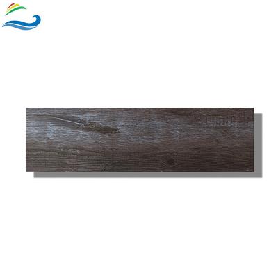 China Country 200 x 1200mm Walnut Grain Texture Flooring Full Body Dark Gray Wood Low-Absorption Wood Tiles For Exterior for sale