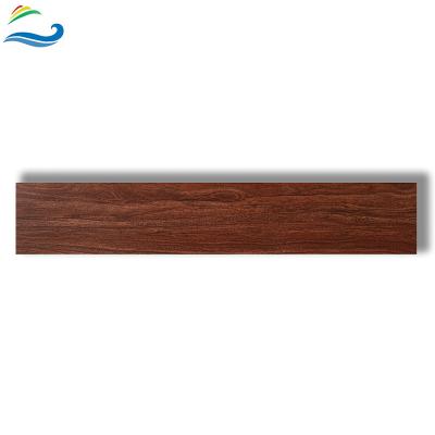 China Country 200 x 1200mm Dark Brown Walnut Wood Grain Texture Flooring Full Body Low-Absorption Wood Tiles For Exterior for sale