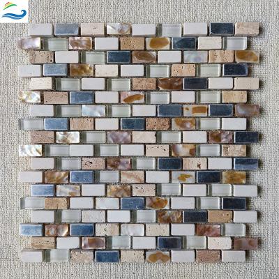 China 30x30 Country Common Yard Brick Pebble Porcelain Multicolor Mosaic For Bathroom Low Absorption Mosaic for sale