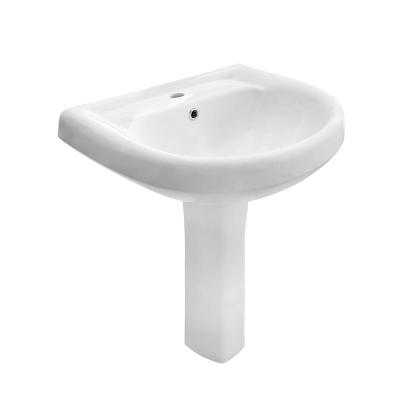 China Goodone 22 Inch Rectangular Modern Basin Bowl White Ceramic Pedestal Sink for sale