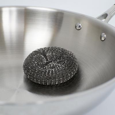 China Factory Direct Sale Viable Handled Pot Dish Cleaning Scourer Stainless Steel Mesh Kitchen Cleaning Ball Sponge for sale