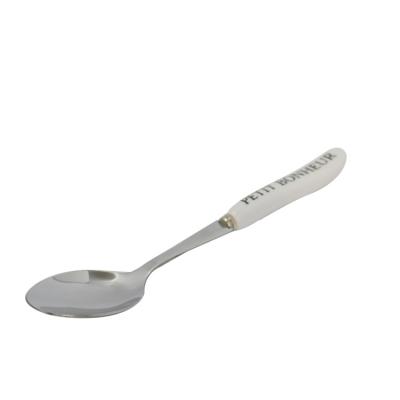 China 2022 Sustainable Modern Practical Home Supplies Kitchen Spoon Stainless Steel Handle White Ceramic Spoon Spoon for sale