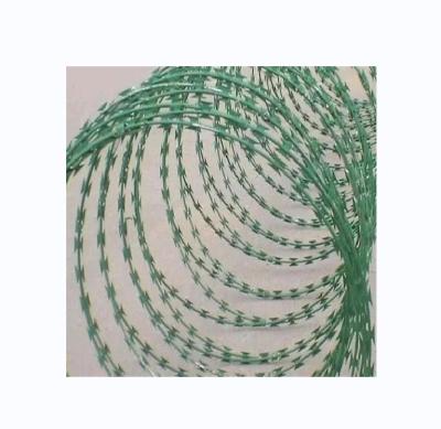 China Professional Manufacture Large Barbed Wire Coil Plastic Coated Razor PVC Razor Wire for sale