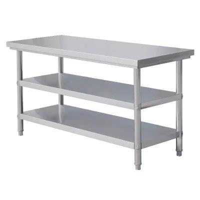 China Modern Oem Custom Stainless Steel Third Layer Multi Function Workbench With Adjustable Feet for sale