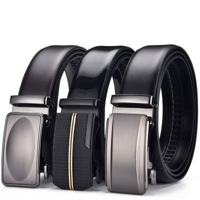 China Business leisure business men's belt simple and durable alloy automatic ratchet buckle belt for sale