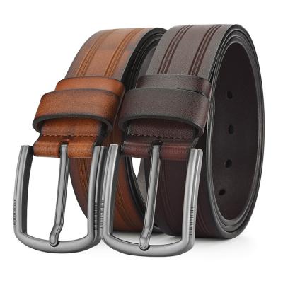 China Personalized business men's leather belt with colorful pattern stitching genuine leather genuine leather belt men fashion embossed b for sale