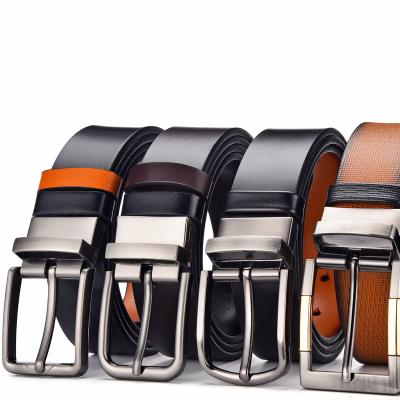 China Retro Business Alloy Pin Buckle Classic Male Belt With Double Sided High Quality Man Belt Wholesale for sale