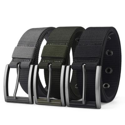 China High quality and durable men's alloy pin buckle belt plain and soft nylon business casual belt for sale