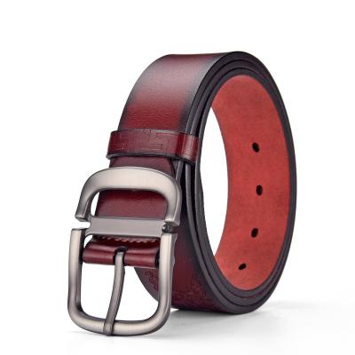 China Business factory direct mens jeans belt brown good quality classic pin buckle belt for sale