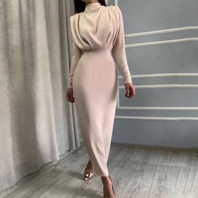 China Women Anti-static Warm Simple Slim Lady Long Sleeve Maxi Dress Elegant Winter Sale Dress for sale