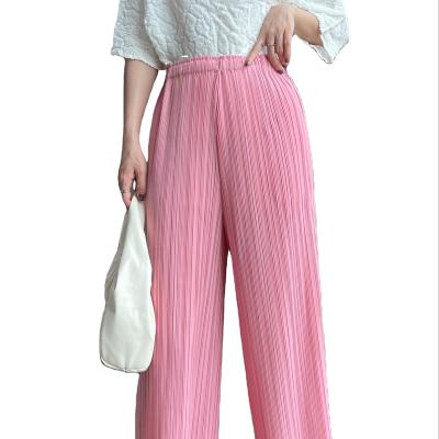 China Breathable Direct Bright Colors Workplace Female Able Classic Pleated Loose Pants for sale