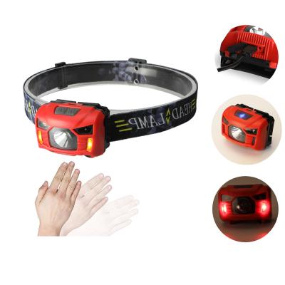 China On/Off Wave Hand Control Adjustable Plastic Head Lamp 3w Rechargeable Led Running Headlight for sale