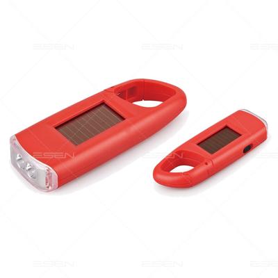 China Emergency Camping Solar Flashlight With Carabiner Hook 2pcs High-brightness LED Rechargeable Battery for sale