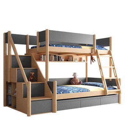 China Modern Kids Room Wooden Bedside Room Drawer Double Size Kids Solid Wood Queen Frame Bunk Kids Plot Bed With Caster for sale