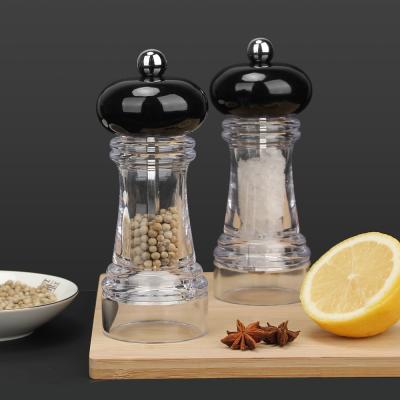 China Kitchen Viable Adjustable Coarse Grinder Peppercorn Grinder Refillable Acrylic Sea Salt and Pepper Set for sale