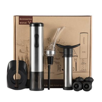 China Reusable 4Pcs Wine Kit Gift Set Premium Rechargeable Wine Bottle Opener Vacuum Pump Saver Cap Aerator Electric Pourer Spout for sale