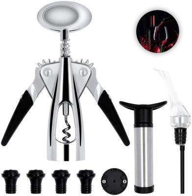 China Reusable Multifunctional Portable Vacuum Stopper Pump Manual Wine Bottle Pourer Aerator Decanter Decanter Wine Bottle Corkscrew Opener for sale