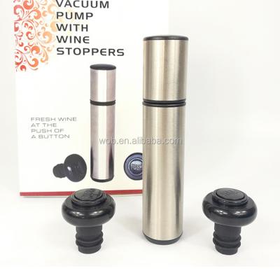 China Sustainable Luxury Stainless Steel Hand Pump With Cork Set Vacuum Red Wine Bottle Stopper for sale