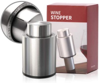 China Sublimation Viable Fresh Wine Stainless Steel With Time Marker Glass Vacuum Pump Wine Saver Cork Stopper Pumping Bottle for sale