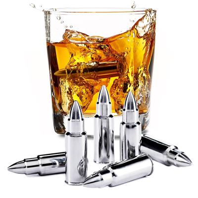 China Drinks Cooler Novelty Wine Cool Piedra De Whiskey Bullet Shape Whiskey Stones Stainless Steel Ice Cubes for sale