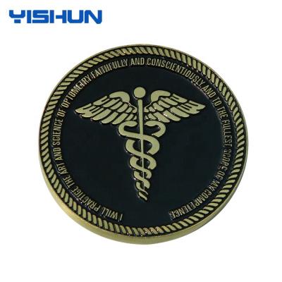 China Customize Antique Reproduction Antique Brass Finish Enamel Coin for sale