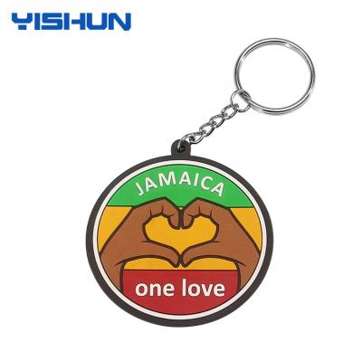 China Custom Jamaica Orange Rubber PVC Soft Key Chain From Chinese Rubber Producer for sale