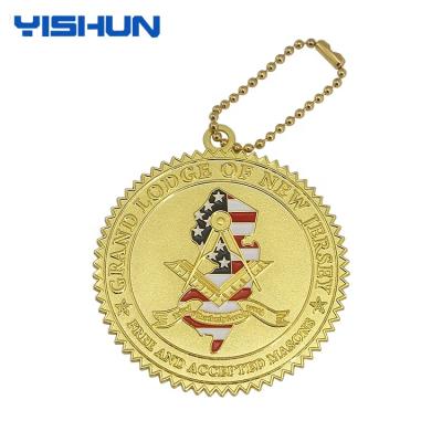 China Customized Custom Logo Round Metal Gold Souvenir Golf Bag Tag for sale