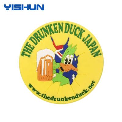 China Sustainable PVC Drinks Wholesale Custom Waterproofing Beer Mat Coaster for sale