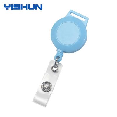 China Custom Blue Medical Cute Reel Retractable Logo ID Badge Holder 32*32mm for sale