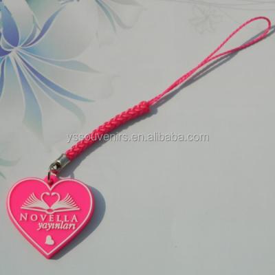 China Heart Shape Sweet Decoration Weddings PVC PVC Mobile Phone Charm for sale