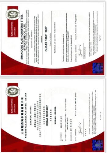 OHSAS18001 Certificates (Certified by BV France) - Shandong Yijiehongfeng Energy Equipment Co., Ltd