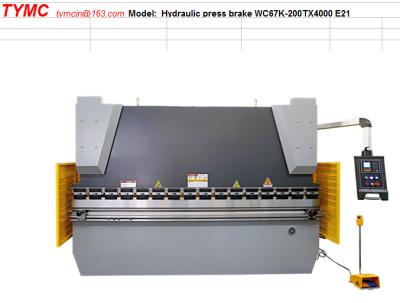 China Carbon Steel 4m Hydraulic Press Brake WC67K-200TX4000 E21 Pan And Box Brake Metal Folder for sale