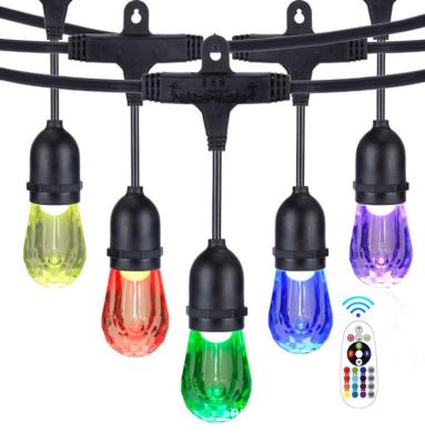 China S14 RGB String Light Party Light Commercial Grade Remote Garden Patio Hanging Garland Lights Wedding Outdoor S14 RGB Decoration Bar Cafe Party for sale