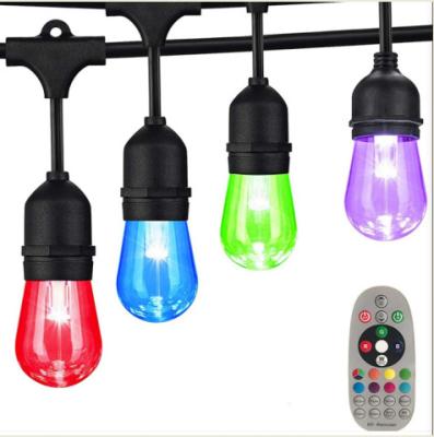 China Hot Sale Manufacturer Custom Outdoor Patio Lights RGB Cafe String Lighting Unbreakable S14 Bulb Commercial Led Waterproof Lamp for sale