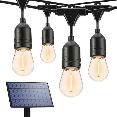 China Custom Vintage S14 Dimmable Outdoor Hanging Led Solar Edison Bulbs 48ft String Lights for sale