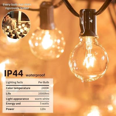 China Hot Selling Globe G40 String Lights Black E12 PVC Cable Waterproof Outdoor Decoration 48ft Edison Bulb G40 LED String Lights for sale