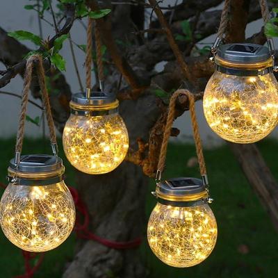 China Hanging Waterproof Solar Glass Tree Light Slit Pot Decoration LED Lights Outdoor Garden Slit Lamp Ball Pot Lights High Quality Solar Decoration Light for sale