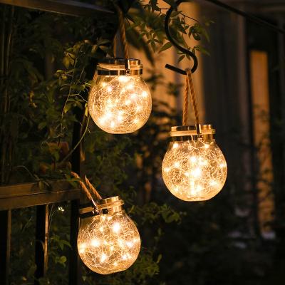 China Outdoor Hanging Garden Decoration Tree Lights Solar Glass Pot LED Ball Slot Light Solar Split Pot Decoration Tree Lights Copper Wire Lighting Christmas Light for sale