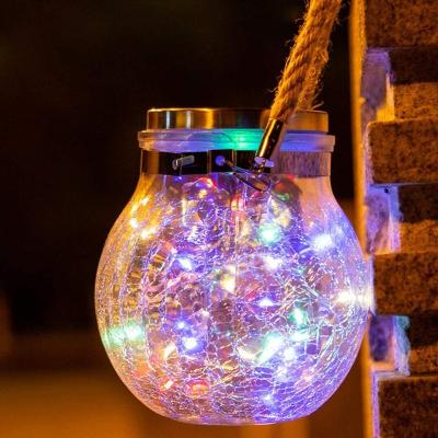 China Custom Environmental Solar Crackle Christmas Glass Ball Lighting Dreamy Decoration Lights Garden Tree Christmas Decoration Lamp for sale