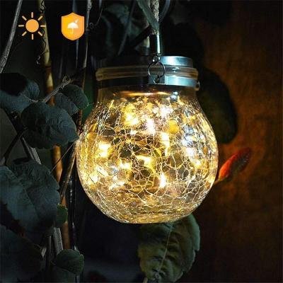 China Custom Hot Selling Heat Resistant Solar Slit Lantern Glass Jar Ball Garden Decoration Tree Lamp Christmas Outdoor Hanging Lighting for sale