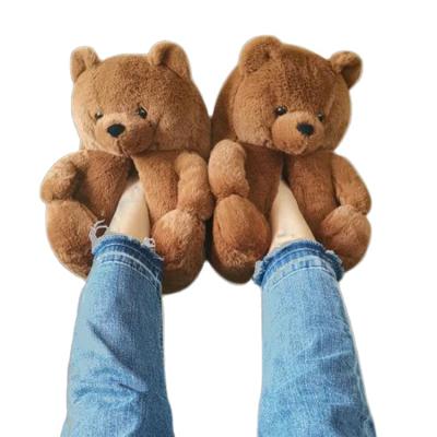 China Fashion Trend Lounge Wear Shoes Woman Fashion Winter Cute Teddy Bear Slip On Warm House Slippers for sale